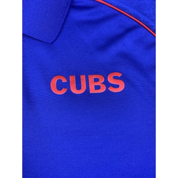 MLB Majestic Baseball Cool Base Chicago Cubs Royal Blue Polo Shirt Men's 2XL XXL - Picture 4 of 9